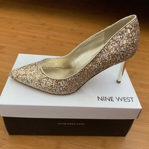 Nine West Gold Sparkle Evening Pumps